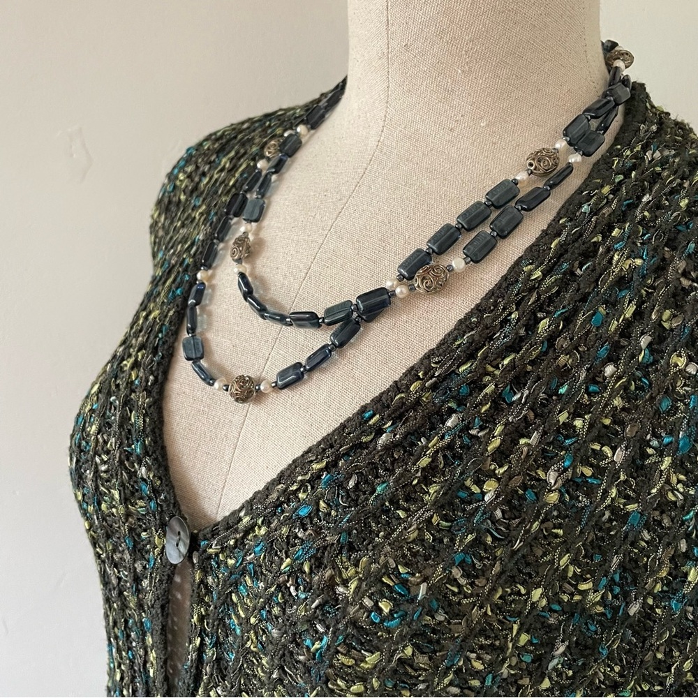 Elegant Silver and Blue Beaded Necklace